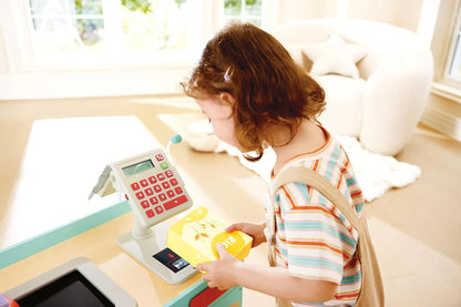 Hape Smart Wooden Supermarket Play Center - 3-in-1 Role Play Shop with Cash Register & Grocery Accessories