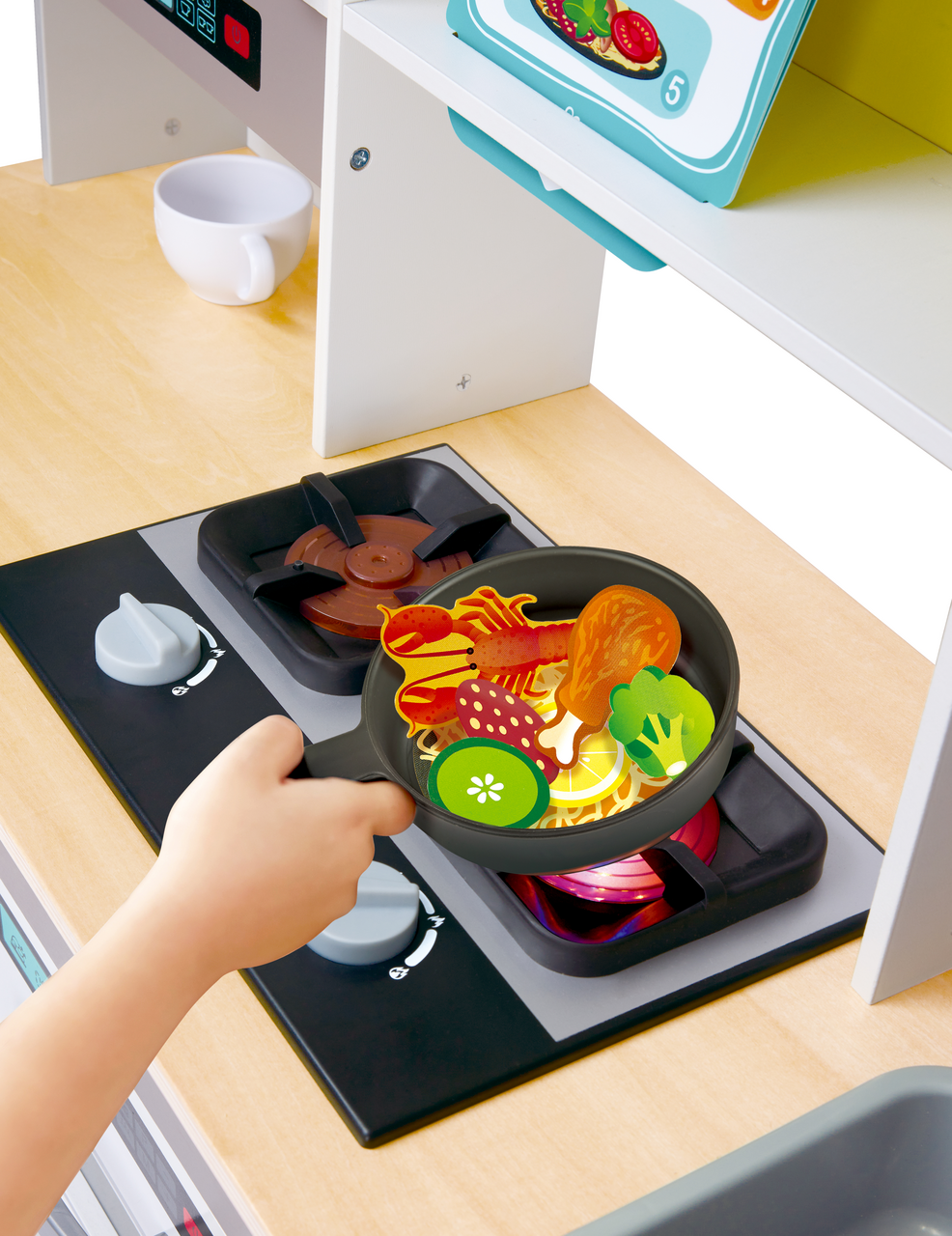 Hape Deluxe Wooden Play Kitchen Set with Lights & Sound, Microwave, Sink & Accessories for Kids Pretend Play