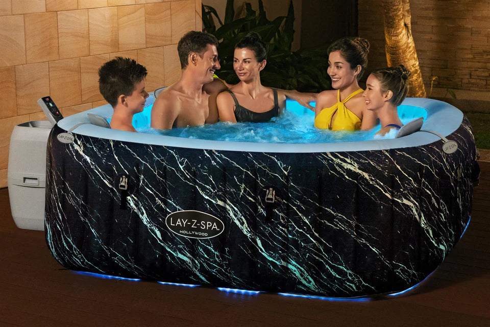 6001F BESTWAY LAY-Z-SPA® HOLLYWOOD INFLATABLE HOT TUB – 4 TO 6 PERSON JACUZZI WITH LED