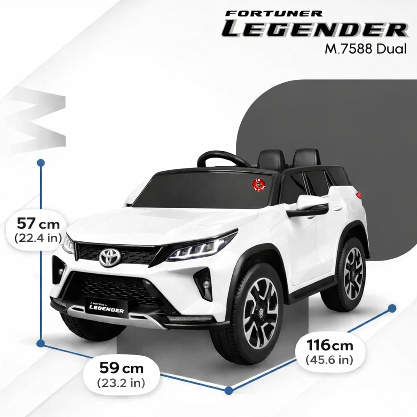 Toyota Fortuner Legender Kids Electric Ride-On SUV | 12V Dual Motor, 2-Seater with 2.4GHz Remote Control