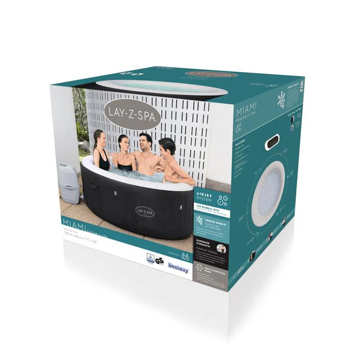 BESTWAY (60001) INFLATABLE PORTABLE SPA LAY Z BATHTUB MIAMI AIRJET 71" X 26"/1.80M X 66CM