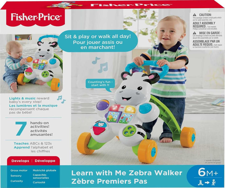 Fisher-Price Learn with Me Zebra Walker with Music Lights and Fine Motor Activities