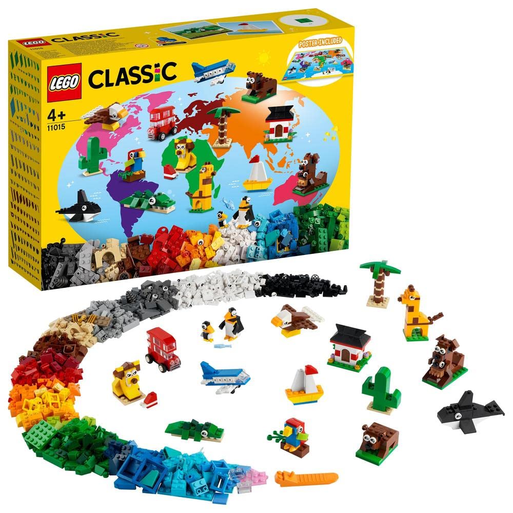 LEGO Classic Around The World 11015 Building Kit; 15 Toys for Kids (950 Pieces), Multi Color