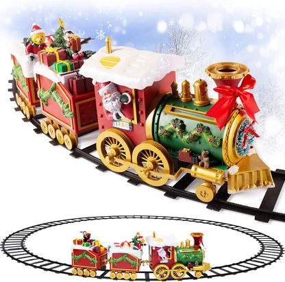 Christmas Train Set for Under The Tree with Music and Lights, 54" Diameter Round Tracks and X-Large Trains