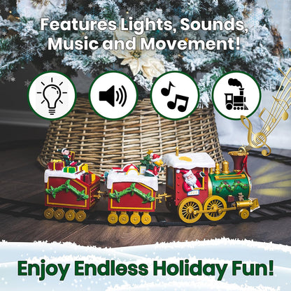 Christmas Train Set for Under The Tree with Music and Lights, 54" Diameter Round Tracks and X-Large Trains