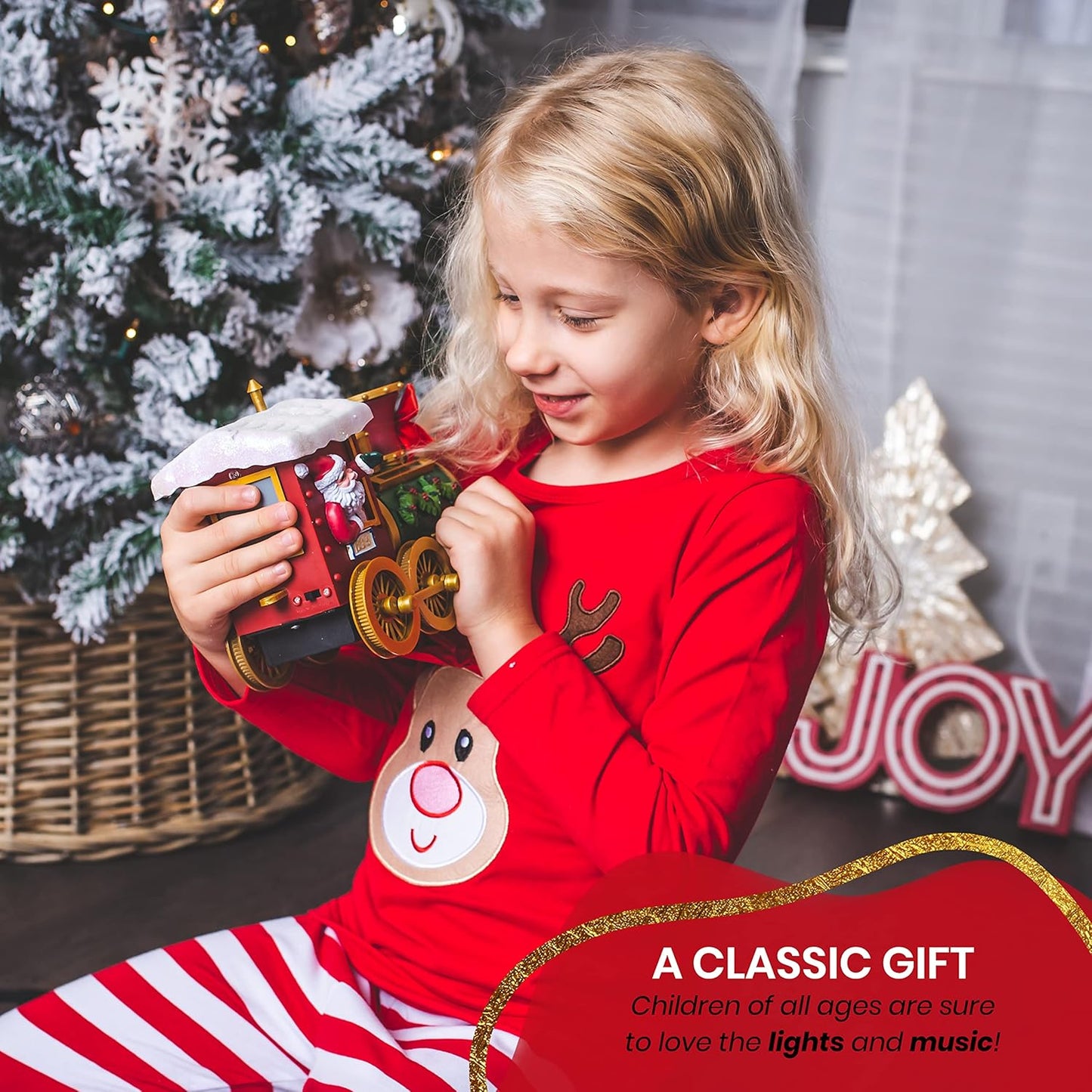 Christmas Train Set for Under The Tree with Music and Lights, 54" Diameter Round Tracks and X-Large Trains