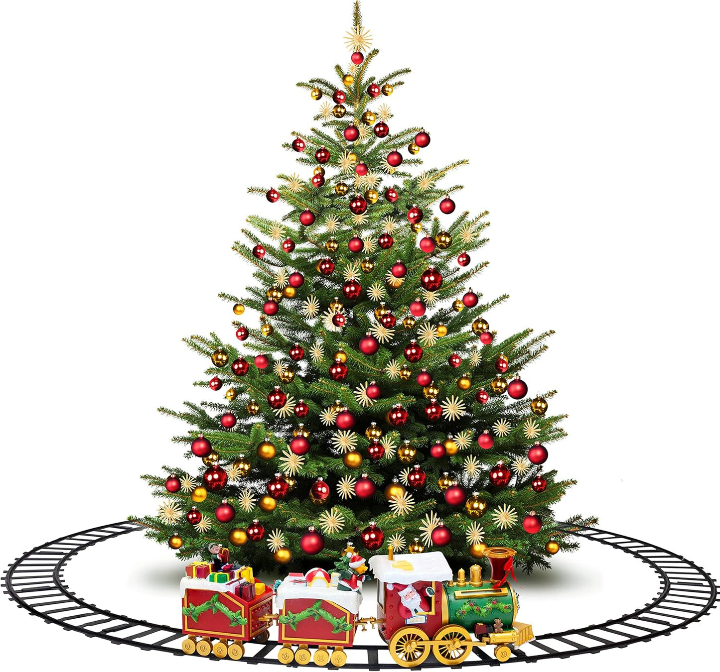 Christmas Train Set for Under The Tree with Music and Lights, 54" Diameter Round Tracks and X-Large Trains