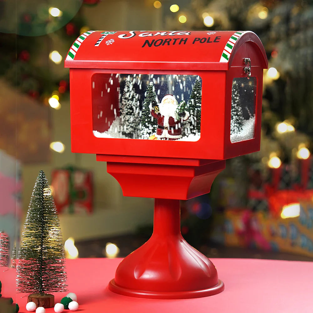 Christmas Snow Globe Lantern - Christmas Snowing Lamp Street Lamp with Musical and LED Light for Christmas Home Decoration and Gift