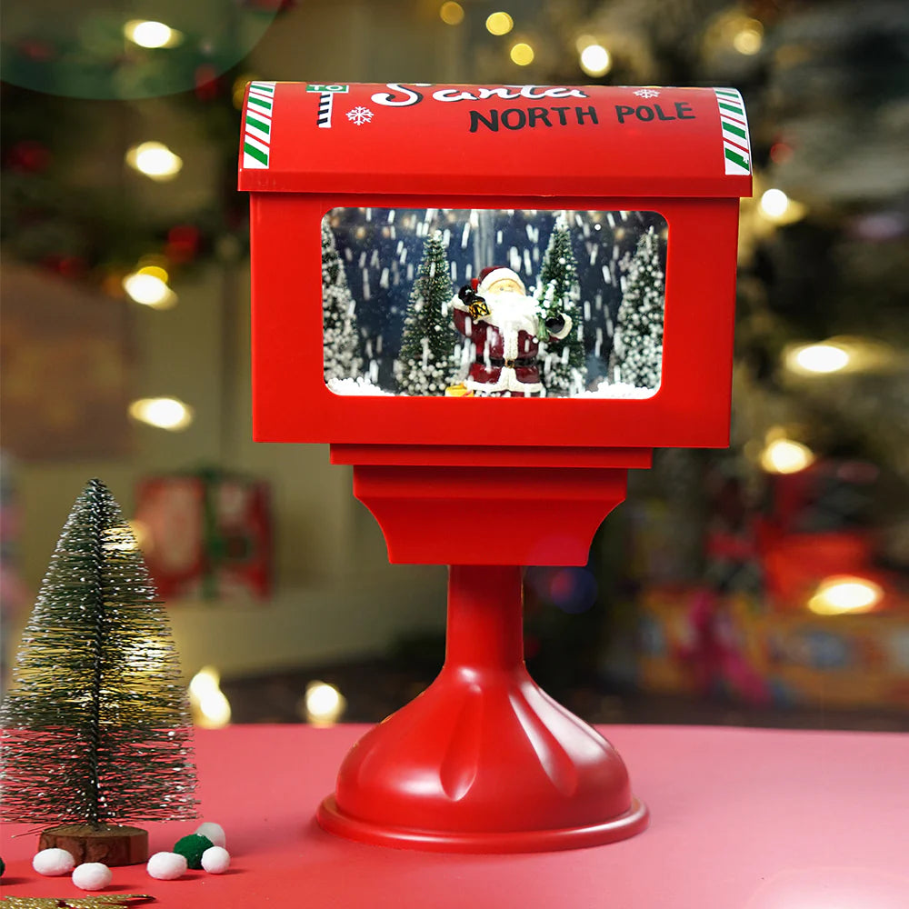 Christmas Snow Globe Lantern - Christmas Snowing Lamp Street Lamp with Musical and LED Light for Christmas Home Decoration and Gift