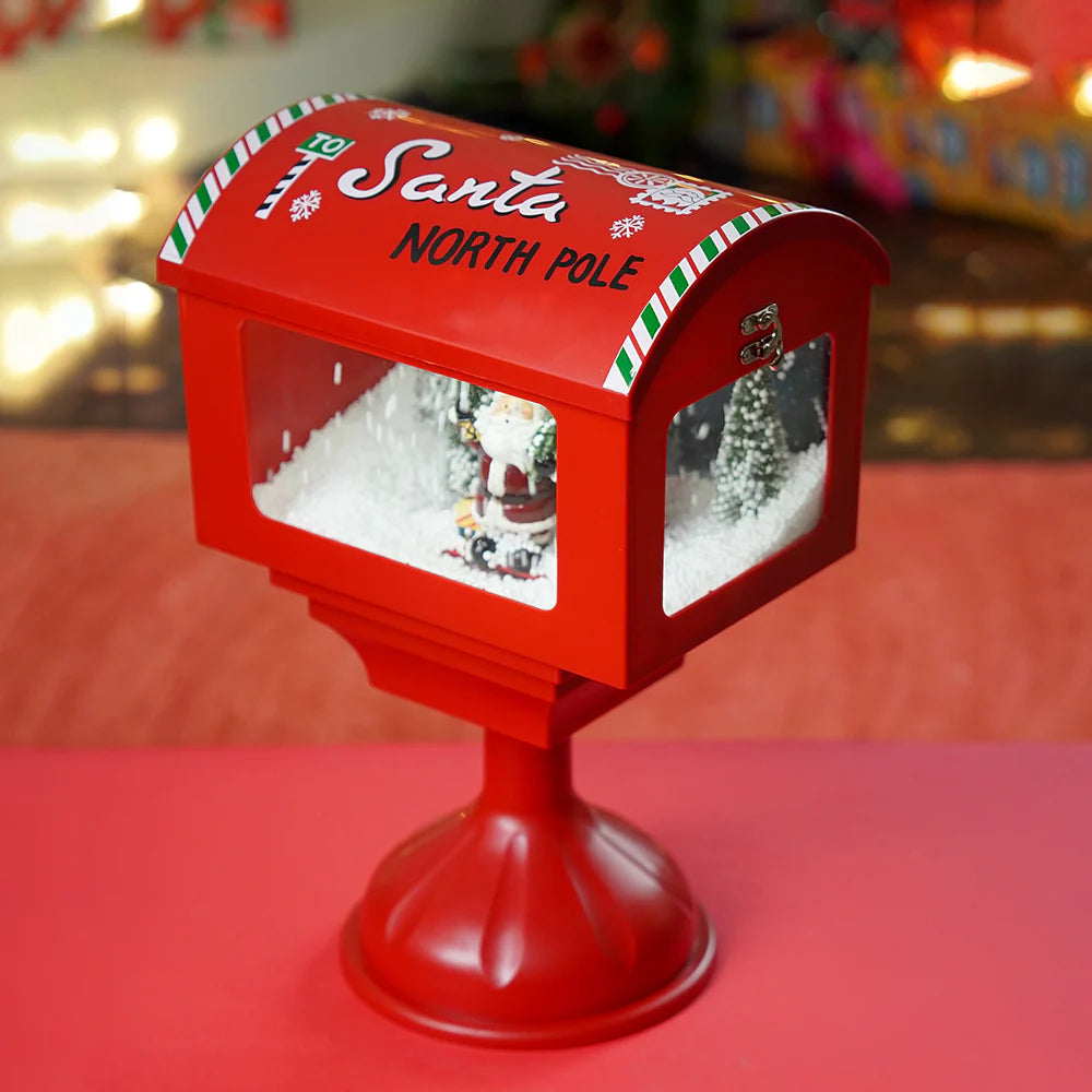 Christmas Snow Globe Lantern - Christmas Snowing Lamp Street Lamp with Musical and LED Light for Christmas Home Decoration and Gift