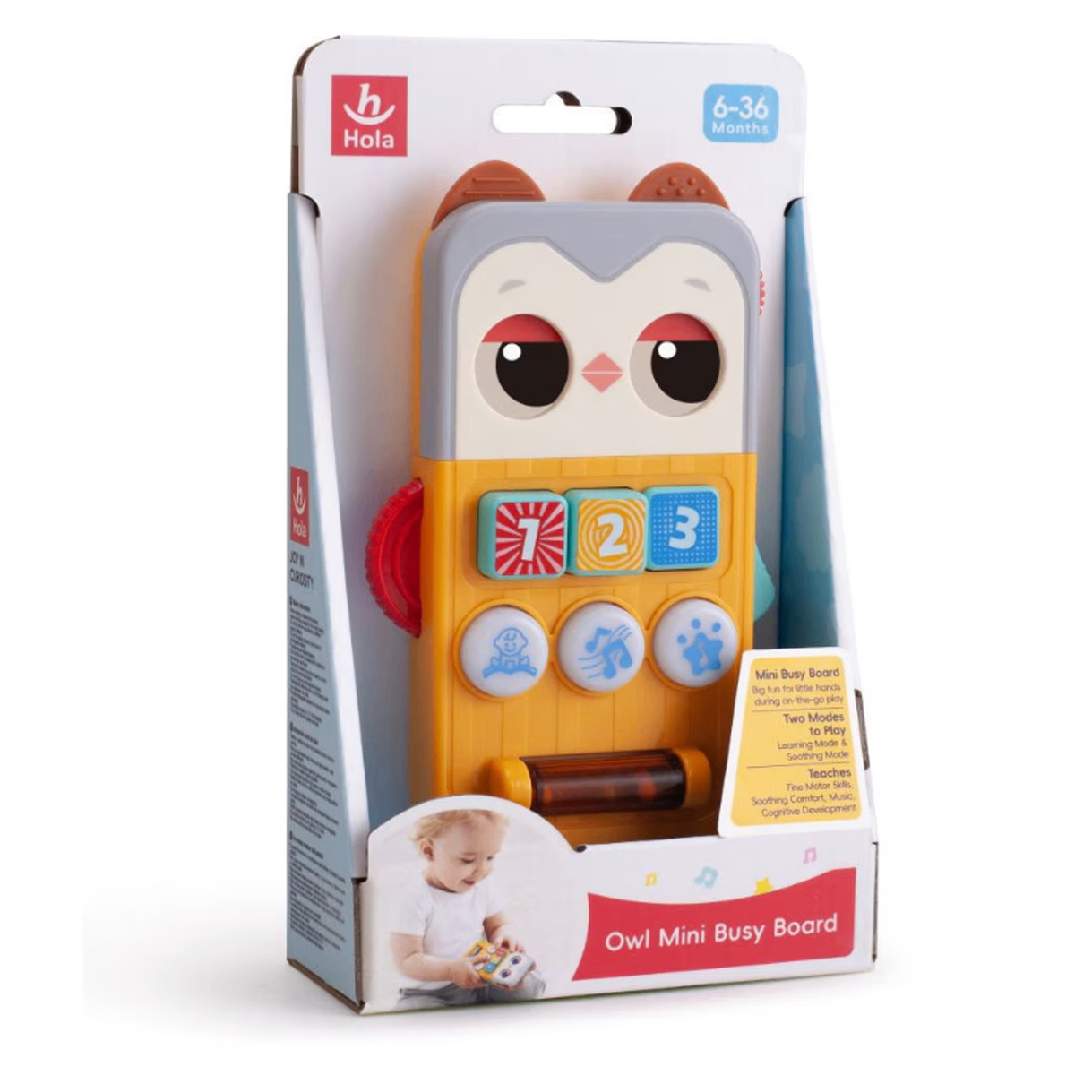 Hola Owl Mini Busy Board, Musical & Light-Up Toy (6-36 Months)