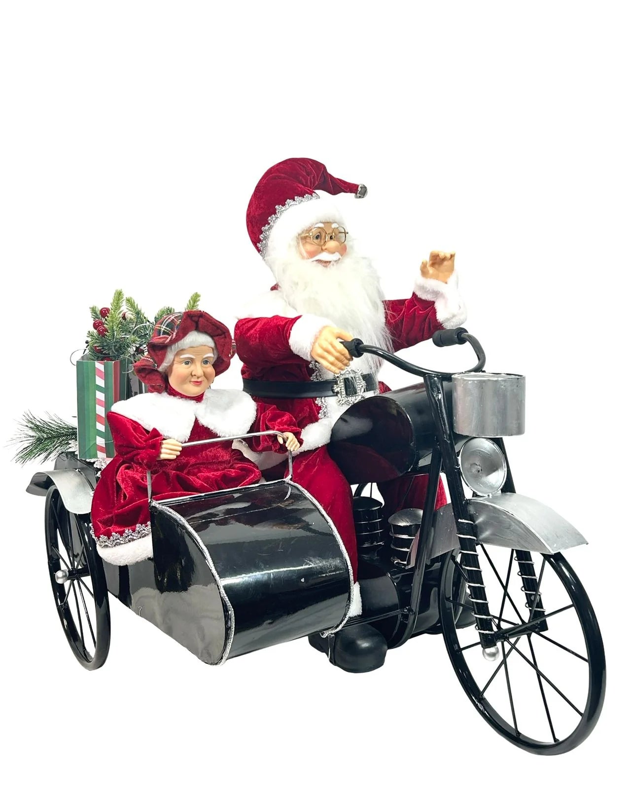 Luxury Musical Santa Riding Motorcycle With Mrs. Claus – Musical, Hand Movement & LED Christmas Decoration (BIG SIZE)