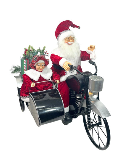Luxury Musical Santa Riding Motorcycle With Mrs. Claus – Musical, Hand Movement & LED Christmas Decoration (BIG SIZE)