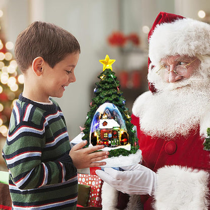 Christmas Tree shaped showpiece with rotating train  with light and music