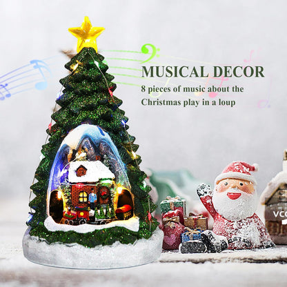 Christmas Tree shaped showpiece with rotating train  with light and music