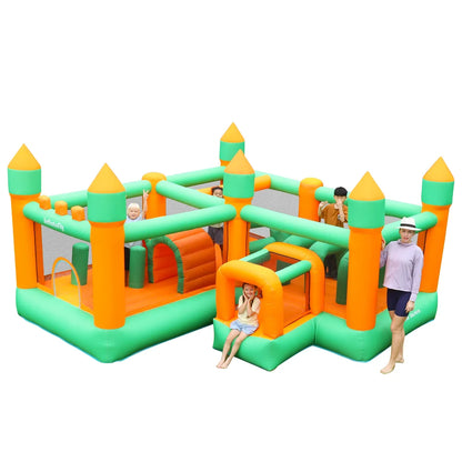 Large Inflatable Bounce House for Kids – Multi-Activity Castle with Obstacle Course, Punching Columns, Crawl Tunnel & Spacious Jump Arena (Holds 5 Kids, 159 kg Capacity)