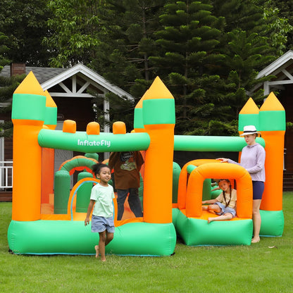Large Inflatable Bounce House for Kids – Multi-Activity Castle with Obstacle Course, Punching Columns, Crawl Tunnel & Spacious Jump Arena (Holds 5 Kids, 159 kg Capacity)