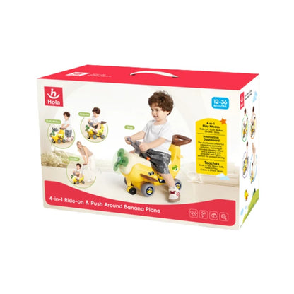 Hola HE9983 4-in-1 Ride-on & Push Around Banana Plane (12M+)