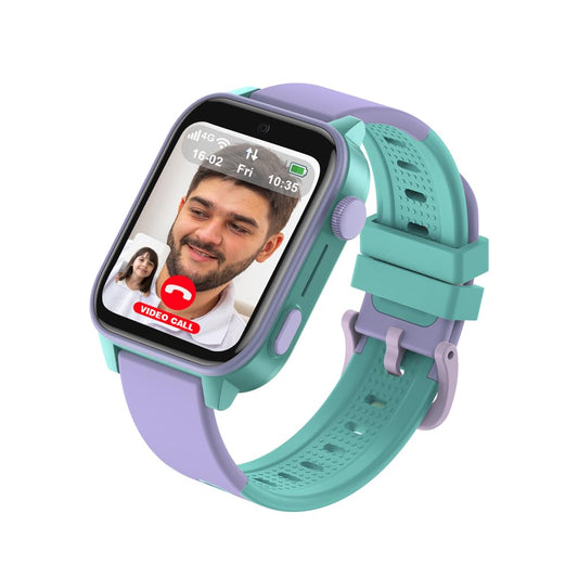 SPIKY Gnome 4G Calling Waterproof Kids Smartwatch |GPS Tracking, Video Call, Calling Watch, Games, Geo-Fencing, SOS - PURPLE