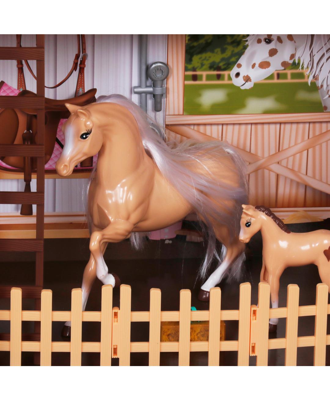 KidKraft Wooden Dollhouse with Horse Stable & Barn – 5 ft Tall Multi-Level Farmhouse with Horse, Foal & Furniture Accessories