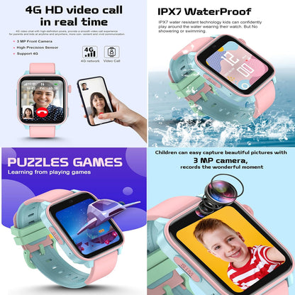 SPIKY Gnome 4G Calling Waterproof Kids Smartwatch |GPS Tracking, Video Call, Calling Watch, Games, Geo-Fencing, SOS - BLUE
