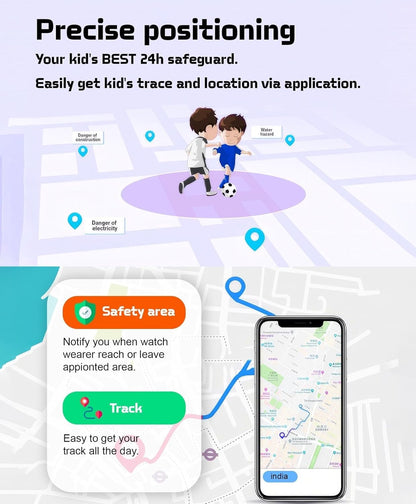 SPIKY Gnome 4G Calling Waterproof Kids Smartwatch |GPS Tracking, Video Call, Calling Watch, Games, Geo-Fencing, SOS - BLUE