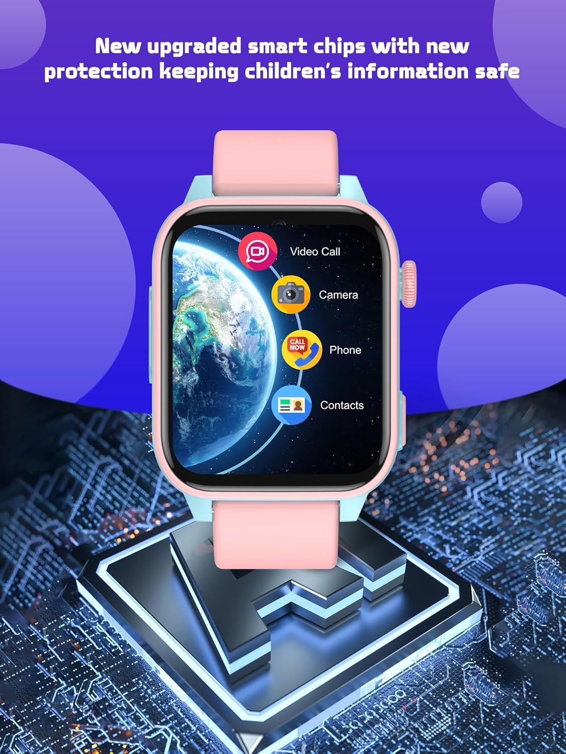 SPIKY Gnome 4G Calling Waterproof Kids Smartwatch |GPS Tracking, Video Call, Calling Watch, Games, Geo-Fencing, SOS - BLUE