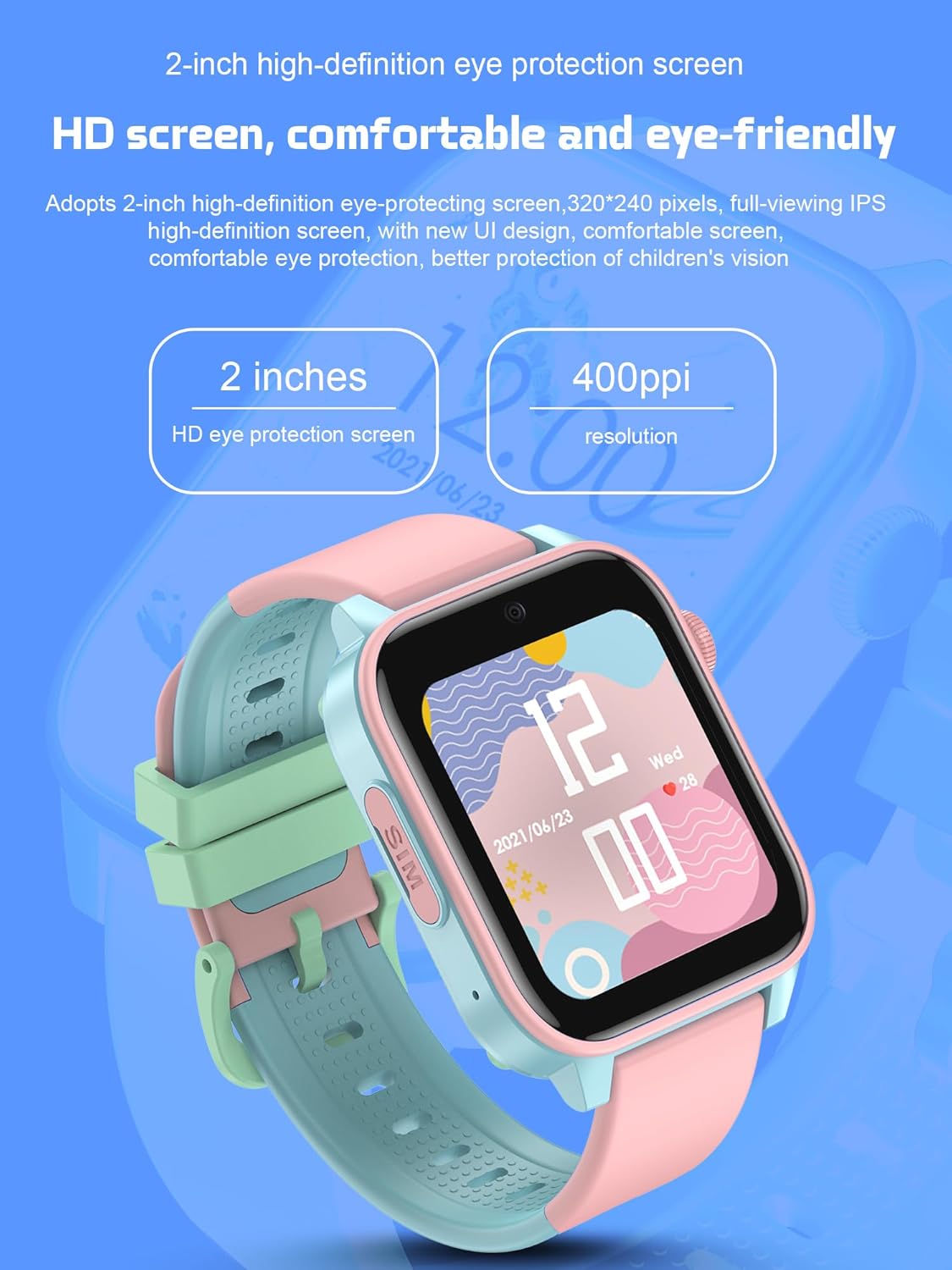 SPIKY Gnome 4G Calling Waterproof Kids Smartwatch |GPS Tracking, Video Call, Calling Watch, Games, Geo-Fencing, SOS - BLUE