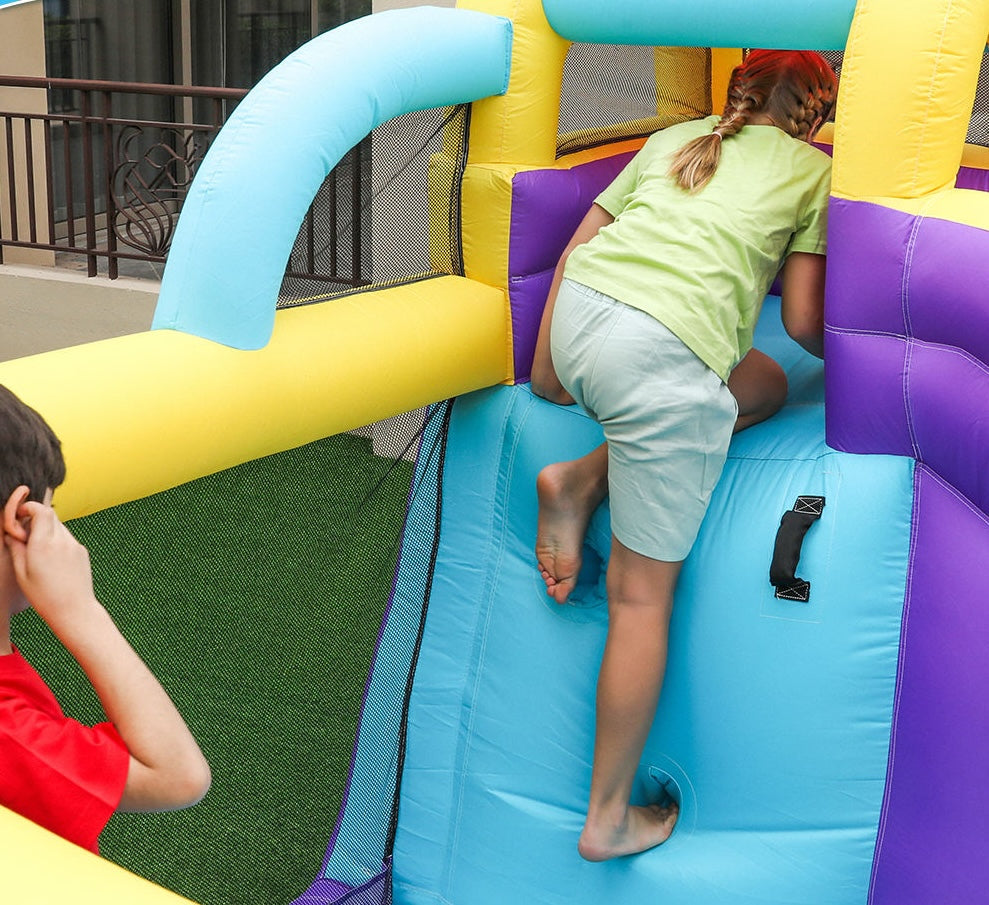 Space Theme Inflatable Bouncy Castle with Slide for Kids | 300 x 280 x 210 cm Indoor & Outdoor Bounce House with Air Blower & Carry Bag