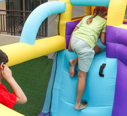 Space Theme Inflatable Bouncy Castle with Slide for Kids | 300 x 280 x 210 cm Indoor & Outdoor Bounce House with Air Blower & Carry Bag