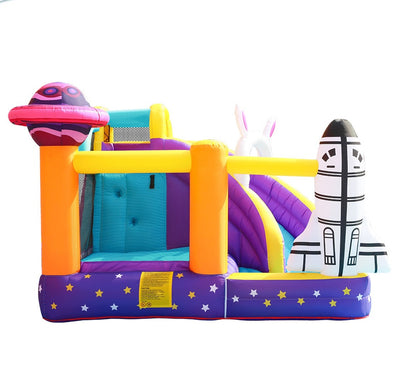 Space Theme Inflatable Bouncy Castle with Slide for Kids | 300 x 280 x 210 cm Indoor & Outdoor Bounce House with Air Blower & Carry Bag