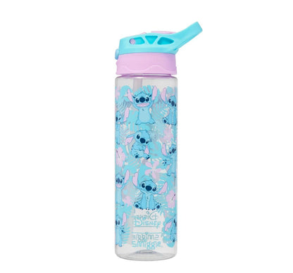Smiggle 650ml Kids Water Bottle with Flip Straw, Leak-Proof Lid & Carry Handle – Stitch