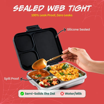 Basil Bento ACE 3C Sling Strike 3-Compartment Stainless Steel Lunch Box