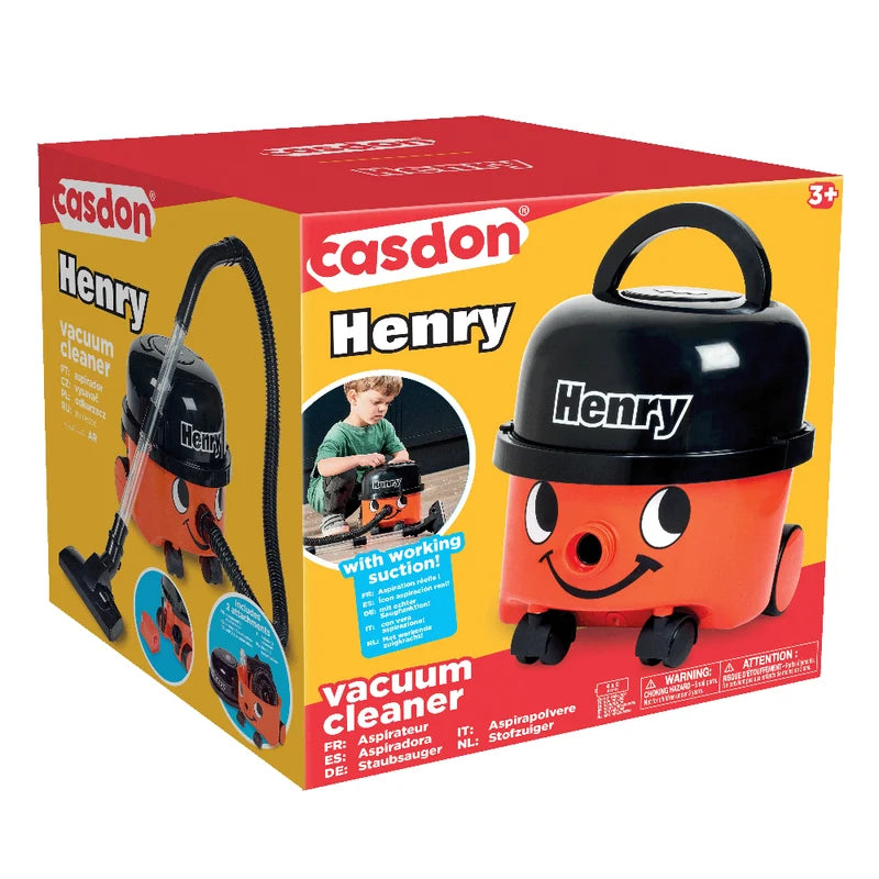 Casdon Henry Red Vacuum Cleaner Toy with Working Suction for Kids