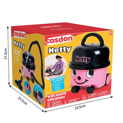 Casdon Hetty Pink Vacuum Cleaner Toy with Working Suction for Kids 3+
