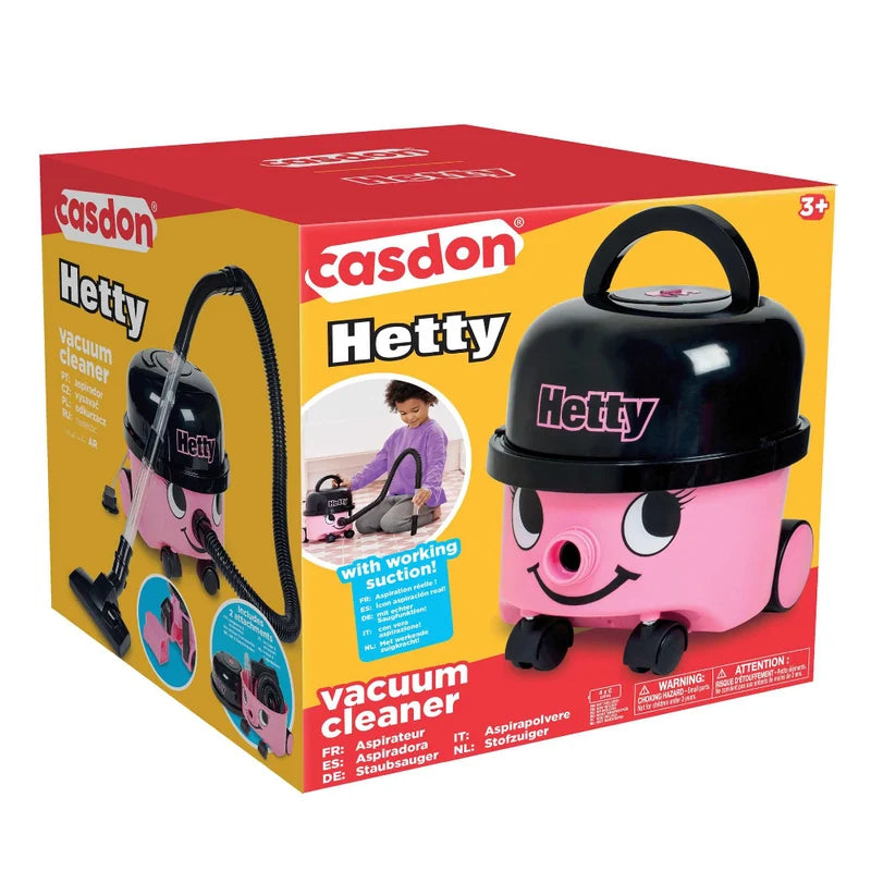 Casdon Hetty Pink Vacuum Cleaner Toy with Working Suction for Kids 3+