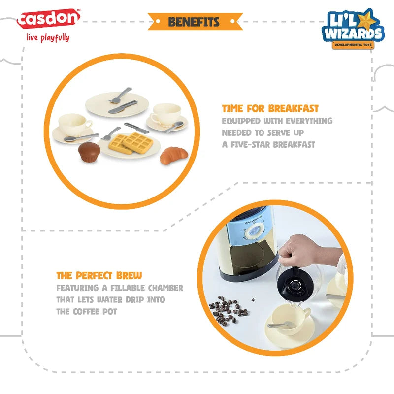 Casdon Home Kitchen Set Pretend Play Toy with Toaster, Kettle and Coffee Maker