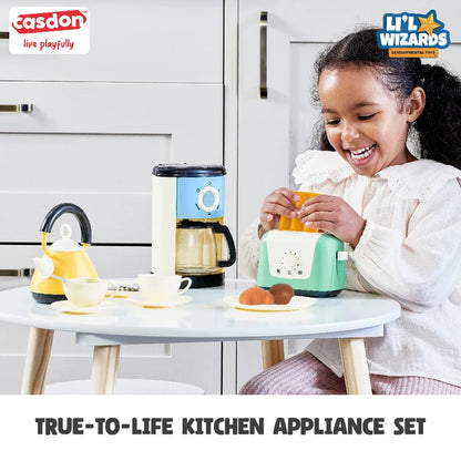 Casdon Home Kitchen Set Pretend Play Toy with Toaster, Kettle and Coffee Maker
