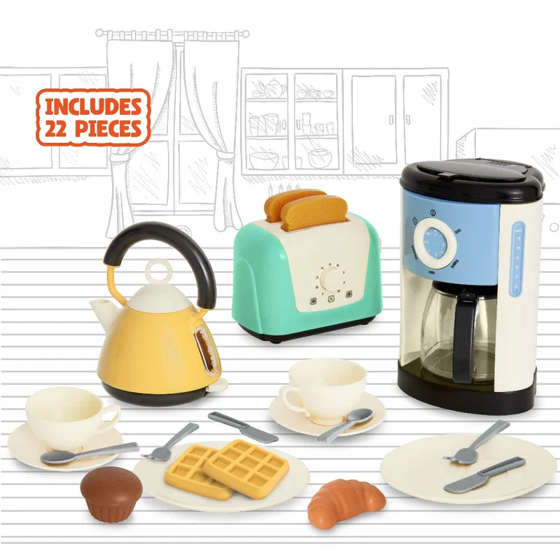 Casdon Home Kitchen Set Pretend Play Toy with Toaster, Kettle and Coffee Maker