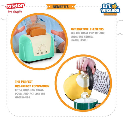 Casdon Toaster and Kettle Toy Set with Pop-Up Toaster and Play Toast