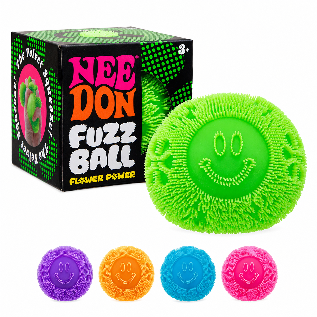 NeeDon Fuzz Ball Flower Power - Sensory Toy with a Velvet Texture and Soft Cloud Squish - Pattern You Can See and Feel ( Radom 1 color will be sent )