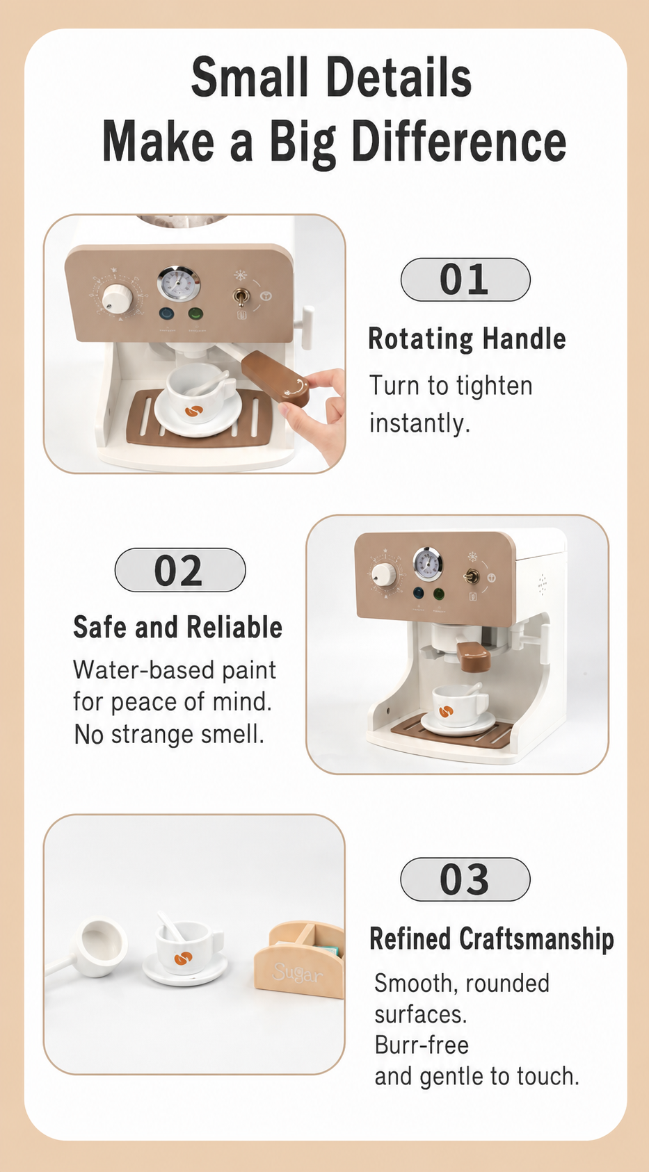 Premium Wooden Espresso Coffee Machine Toy Set | Interactive Barista Pretend Play Café for Kids