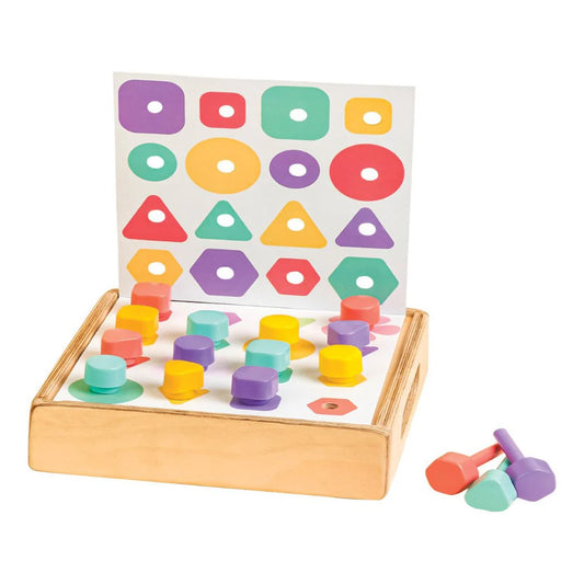 Curious Cub Shape and Colour Matching Peg Board - Multi Colour
