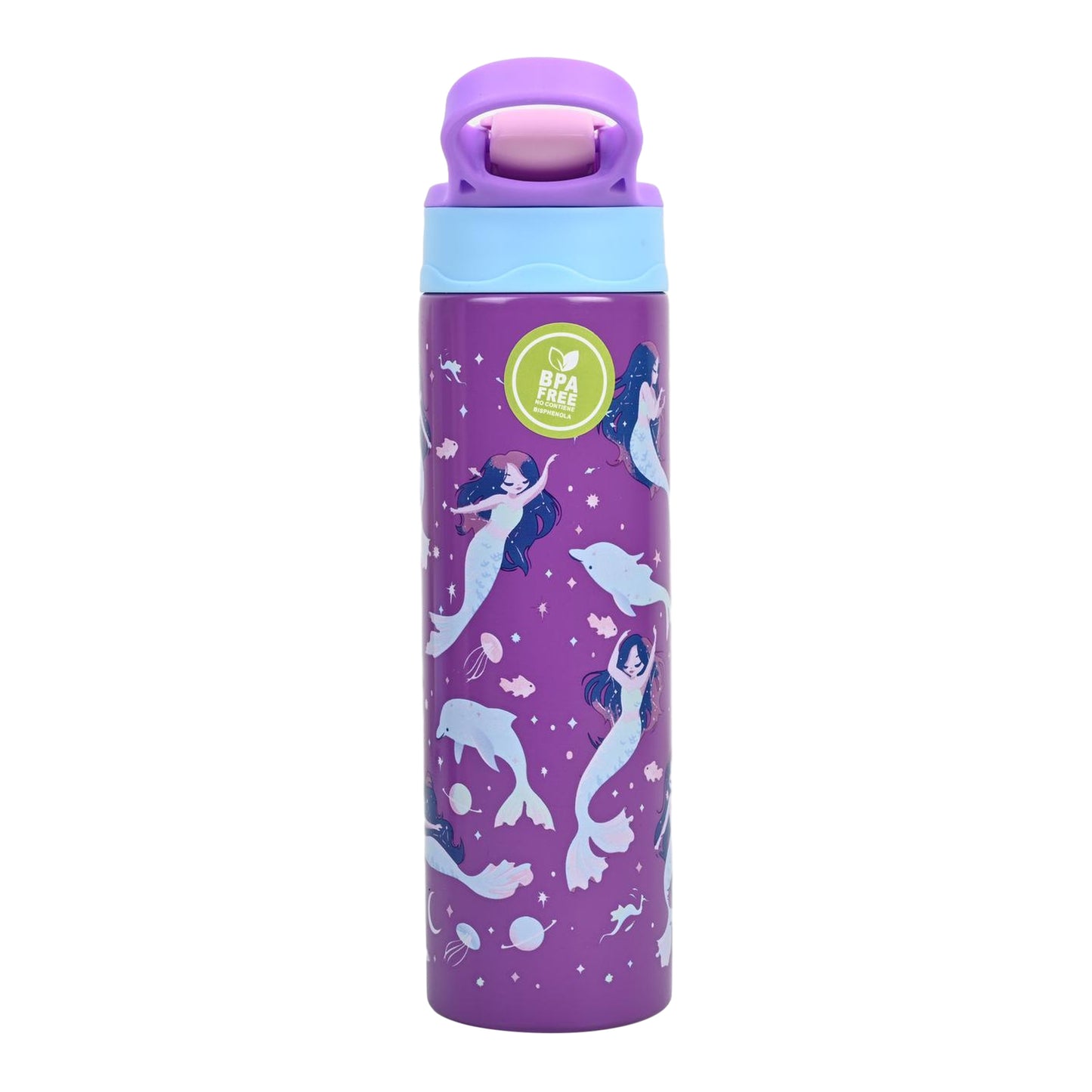 Smiggle 520 ml Stainless Steel Water Bottle for Kids - MERMAID