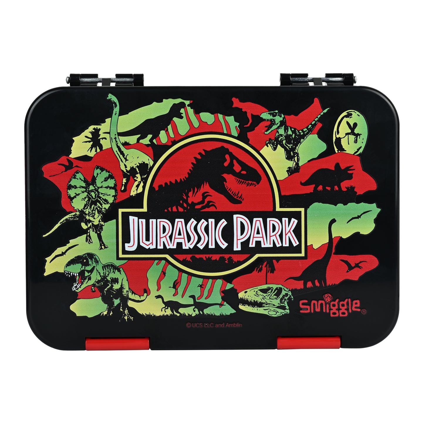 Smiggle Medium Bento Lunch Box for Kids | Leakproof Multi-Compartment Food Storage Box for School - JURASSIC PARK