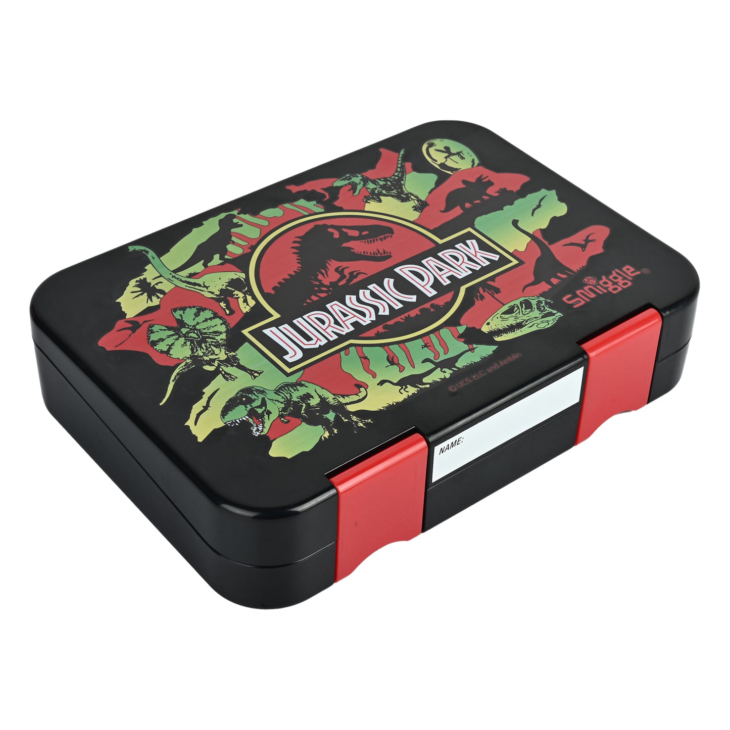 Smiggle Medium Bento Lunch Box for Kids | Leakproof Multi-Compartment Food Storage Box for School - JURASSIC PARK