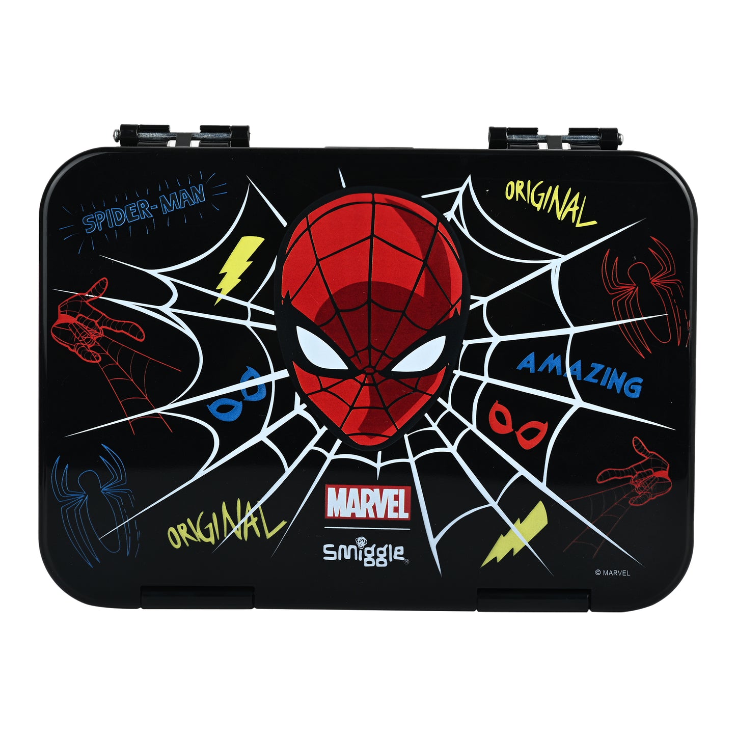 Smiggle Medium Bento Lunch Box for Kids | Leakproof Multi-Compartment Food Storage Box for School - SPIDER MAN