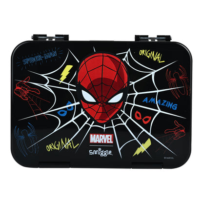 Smiggle Medium Bento Lunch Box for Kids | Leakproof Multi-Compartment Food Storage Box for School - SPIDER MAN