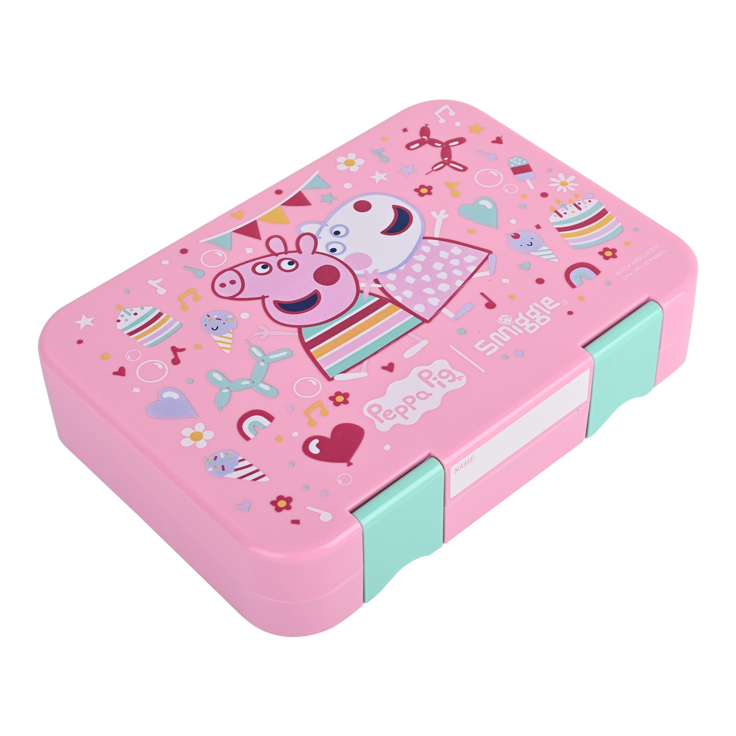 Smiggle Medium Bento Lunch Box for Kids | Leakproof Multi-Compartment Food Storage Box for School - PEPPA PIG