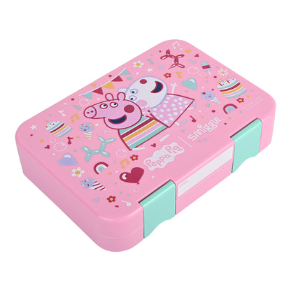 Smiggle Medium Bento Lunch Box for Kids | Leakproof Multi-Compartment Food Storage Box for School - PEPPA PIG